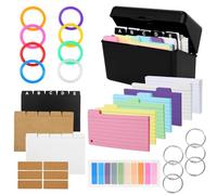 Set de Fiches d'Étude 230 Fiches 15 Intercalaires avec Boîte, Taille du papier de 3 pouces, 6 Anneaux Métalliques Format pour Maison Bureau École, Idéal Prise Notes Cadeau Étudiant