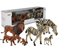 Set de figurines Afrique Animaux sauvages Famille de lions Zèbres