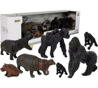 Set de figurines Animaux Safari Hippopotames Gorilles