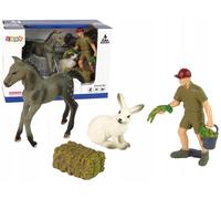 Set de figurines d'animaux Cheval Lièvre gris Bauer