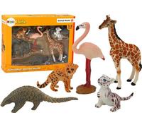 Set de figurines d'animaux Girafe Flamant Eléphant Tigre