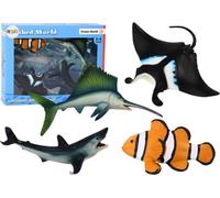 Set de figurines d'animaux marins requin dauphin raie pastenague 5 pcs