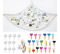 Set de Filet de Peche Décoratif (avec Clips, Cordes Légères et Clous Non Marquants), 1m*2m de Porte Photo Mural Filet Décoratif, Filet de Pêche pour Maison, Photographies et Les Chambres d'enfants