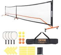 Set de filet de pickleball VEVOR, système de pickleball portable de taille régulière avec sacs, balles, palettes, roues et lignes de terrain, cadre métallique résistant aux intempéries et filet en PE,