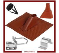 Set de Fixation pour Mât de Diamètre 60 mm Tuile Antenne Satellite Toit Rouge