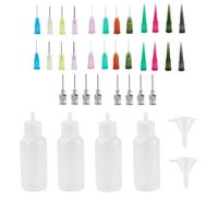Set de flacons applicateurs, aiguilles multi-usages pour le bricolage, flacons à presser pour la peinture, 4 flacons applicateurs de 30 ml avec 32 aiguilles ultra-fines et 3 petits entonnoirs