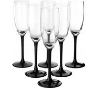 Lot de 6 flûtes à champagne 180 ml + boîte de présentation pied noir