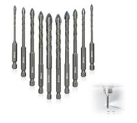 Set de Foret Sec 10 pièces Foret Excentrique à Tête Oblique 3/4/5/6/8/10/12 mm Jeu de Forets en Carbure avec Changement Rapide Tige Hexagonale pour Plastique Carrelage Matériaux Carreaux Porcelaine