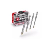 Original Einhell XS-CASE Jeu de 4 forets à carrelage HM (en acier à outils, plaquette en métal dur spécialement affûtée, pointe de centrage, tige E 6.3, boîte de rangement incluse)