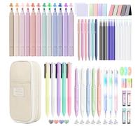 Set de Fournitures Scolaires 71 Pcs avec Trousse, Kit papeterie esthétique | 12 Surligneurs Pastel, Stylos Gel & Effaçables, Porte-Mines, Kit Fournitures Scolaires pour Rentrée, Collège, Université