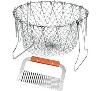set de friteuse 2 pièces, panier à friture multifonctionnel en acier inoxydable et coupe-pommes de terre Crinkle