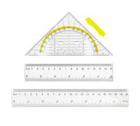 Set De Géométrie 3 Pièces Avec Règle 15 cm Et 20 cm + Équerre Avec Rapporteur Et Poignée Antidérapante - Outils De Dessin Précis Pour École, Bureau, Étudiants Et Architectes