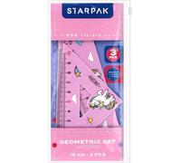 Set de géométrie 3 pièces règle de 15cm et 2 excentriques avec licorne