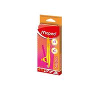 Set de géométrie et mathématiques - MAPED - Kit complet - 2 compas - Règle 15 cm & rapporteur 180° - Équerres 45/60 - Jaune