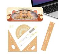 Set de géométrie pour l'école - 7 pièces rapporteur gomme règle avec boîte | Kit de dessin de mesure géométrique pour l'école, le lycée, l'art de la rédaction, les tests en salle de classe