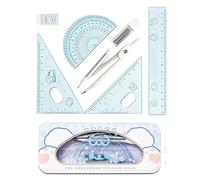 Set de géométrie pour l'école - 7 pièces rapporteur gomme règle avec boîte | Kit de dessin de mesure géométrique pour l'école, le lycée, l'art de la rédaction, les tests en salle de classe