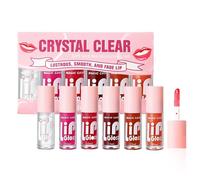 Set de gloss 6 pièces - Huile à lèvres Jelly rose et rouge - Set de maquillage brillant pour les lèvres pour le soin et la couleur - Set cadeau cosmétique