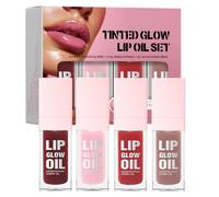 Set De Gloss À Lèvres,4 Gloss Hydratants Teintés à Tenue Longue | Huile Labiale - Pour Maquillage Filles Femmes Été Noël Beauté Fête