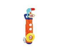 Set de golf enfant Ecoiffier 779 avec chariot à roulettes 2 clubs 2 balles et 1 trou Orange Bleu Jaune Blanc