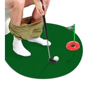 Set de Golf pour Les Toilettes à la Maison, Jeu de Minigolf Silencieux, y Compris Clubs, Billes et Tapis de Putting, Articles de Blague, Vert