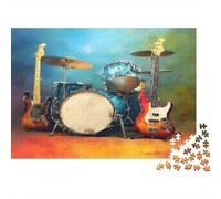 Set de Guitare Électrique Instruments de Musique Rock 1000 Pièces pour Adultes Instruments de Musique sur Une Scène Jeu Familial Amusant et Stimulant Super Cadeau 52x38cm/1000pcs