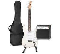 MAX GigKit Set de Guitare Électrique avec Support de Guitare - Blanc, Idéal pour Débuter la Guitare