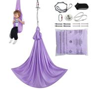 Set de hamacs de yoga aérien 2,8 x 1,6 m - Violet Aerial Yoga Swing Air Fliegen - Enfants Aerial Yoga Hammock Swing 250 kg.Max.Tragfähigkeit - Incl. chaussettes de yoga & O-formé boucle & support plaf
