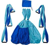 Set de hamacs de yoga Couverture Balançoire de yoga suspendue Tissu de yoga aérien Hamac pour le yoga fitness Anti-gravité-Swing（Bleu foncé + Bleu clair)