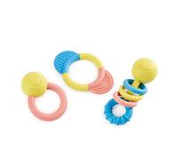 Hape Bébé 3 Hochets Anneaux de Dentition - Eco Matériaux en Riz Japonais - Lot de 3 Jouet Dentition Bébé & Hochet Pour Fille & Garçon - Soulage les Dents de Bébé & Stimule les Sens dès la Naissance