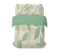 Set de Housse de Couette 260x240 cm Plantes vert clair Parure de lit Réversible Fleurs de feuilles de printemps Ensemble de Linge de Lit en microfibre avec Fermeture Éclair pour Adulte et Enfant H-38