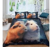 Set De Housse De Couette 90X190 Cm Animal Cochon D'Inde 3D, Parure De Lit 1/2 Personne En Microfibre Avec 2 Taies D'Oreiller, Fermeture Éclair - Confortable, Antiallergique Et Facile D -84540210190315