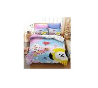 Set de housse de couette BT21 en polyester 240x220cm avec 2 taies d'oreiller 50*75cm #MK18009