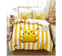 Set de housse de couette Pokémon en polyester 240x220cm avec 2 taies d'oreiller 50*75cm - Hello Pikachu G