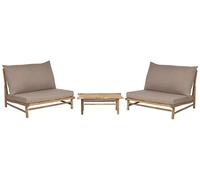 Set de Jardin 2 Places Table Basse et Chaises avec Coussins d'Assise et Dossier pour Intérieur et Extérieur Bois Clair et Taupe Todi