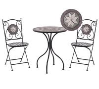 Set de Jardin Bistrot en Métal Noir Table et 2 Chaises Motif en Etoile Mosaïque