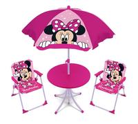 Arditex Set de camping Disney Minnie WD16123 – 4 pièces (table, 2 chaises, parasol) Rose Enfants