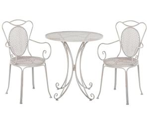 Set de Jardin ou Terrasse Type Bistro 2 Chaises et Petite Table Assortie en Métal Gris Design Classique et Romantique Beliani