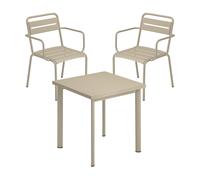 Set de jardin table 70x70cm + 2 chaises de jardin avec accoudoirs Star