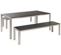 Set de Jardin Table avec 2 Bancs en Bois Composite Noir et Aluminium Nardo