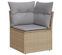 Set De Jardin Vidaxl 9 Pièces Avec Coussins En Poly Rotin Beige, Sofa De Jardin 2 Places Avec Rangement Et Coussins En Poly Rotin Beige