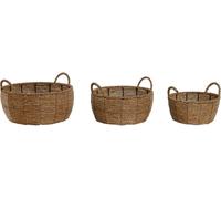 Set de jardinières Home ESPRIT Brown Metal Fibre Tropical 34 x 33 x 15 cm