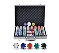 Set de jetons de poker - 500 pièces Set de poker Non marqué - Mallette de poker en aluminium avec cartes à jouer, jetons et dés - Set complet pour 9-10 joueurs pour Texas Hold'em, Blackjack et plus.