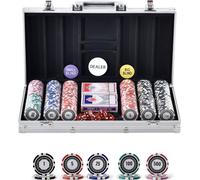 Set de jetons de poker SucceBuy - Set complet de 500 pièces avec boîtier en aluminium. jetons de 11,5 grammes, cartes, boutons et dés pour le Texas Hold'em, le blackjack et plus encore. Idéal pour les