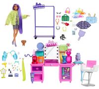 Set de jeu Barbie Extra avec poupée, table de coiffure et plus de 45 accessoires