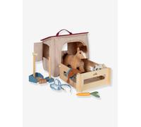 Set de jeu cheval avec écurie et sac enfant small foot marron TU