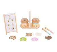 Set de Jeu de café en Bois | en Bois pour Jeux de rôle | pour Cuisine Jouet, Cadeau de Noël d'anniversaire pour et Filles à partir de 2 Ans