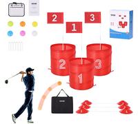 Set de jeu de golf VEVOR, terrain de golf 3 trous, jeux d'entraînement au golf dans un seau, jeu de chipping de golf pour l'extérieur, jeu de golf portable pour l'extérieur