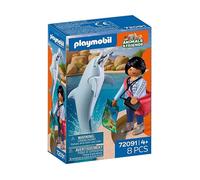 Playmobil Playset 72091 - Zoo : Dauphin et visiteur - Bleu