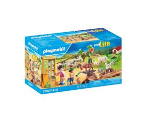 Set de jeu Playmobil myLife Découverte des animaux à la ferme 63 pièces 3 figurines Multicolore