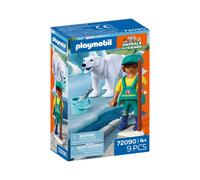 Set de jeu PLAYMOBIL Zoo 72090 Ours polaire et gardien du zoo avec accessoires bleu et blanc